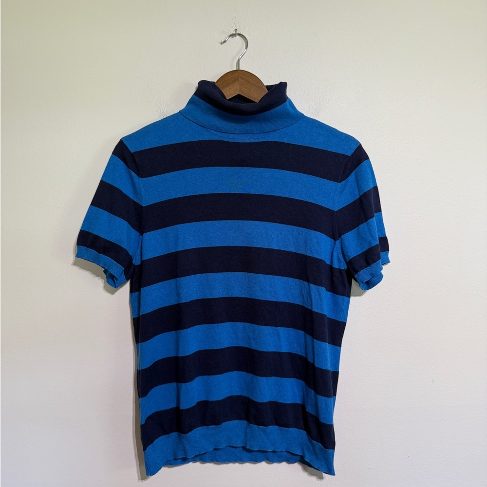 Like new Blue and navy Striped silk blend Turtleneck Shirt, large